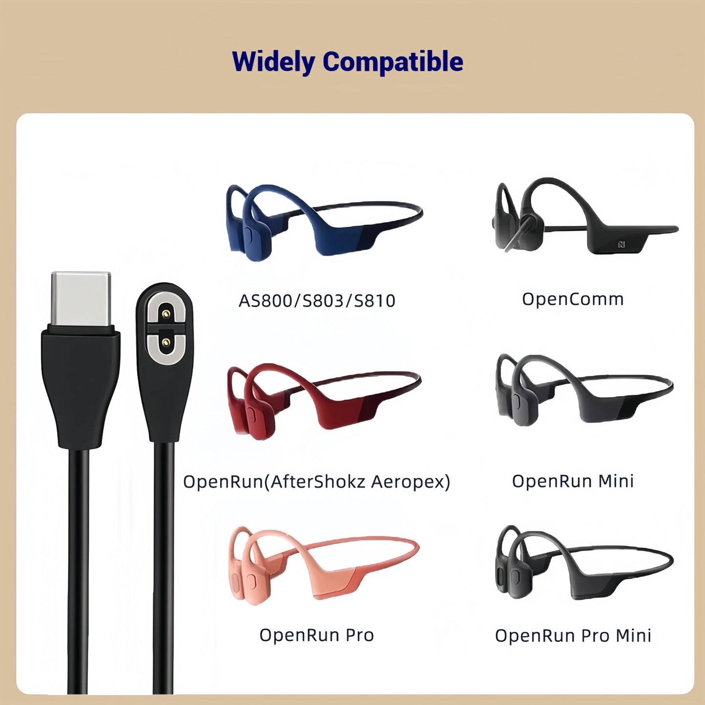 2pcs Compatible for shokz Headphone Charging Cable, USB C Magnetic Charging Cord Compatible with shokz Aeropex AS800/S803/S810, OpenRun Pro, OpenRun