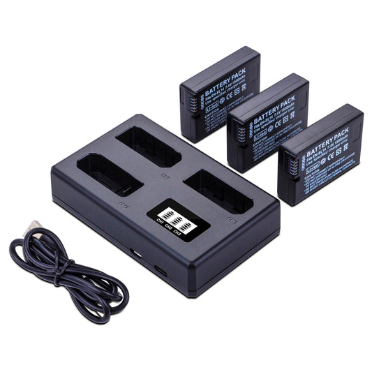 3-Pack EN-EL14 / EN-EL14a Batteries with Smart Triple Slot LCD Charger for Nikon D3100 D3200 D3300 D3400 D3500 D5100 D5200 D5300 D5500 D5600 DF
