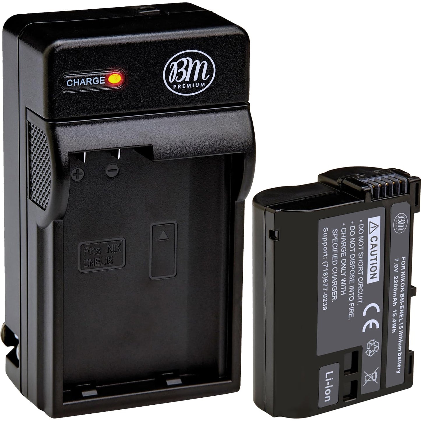 BM Premium EN-EL15B Battery and Battery Charger for Nikon Z6, Z7, D780, D850, D7500, 1 V1, D500, D600, D610, D750, D800, D800E, D810, D810A, D7000
