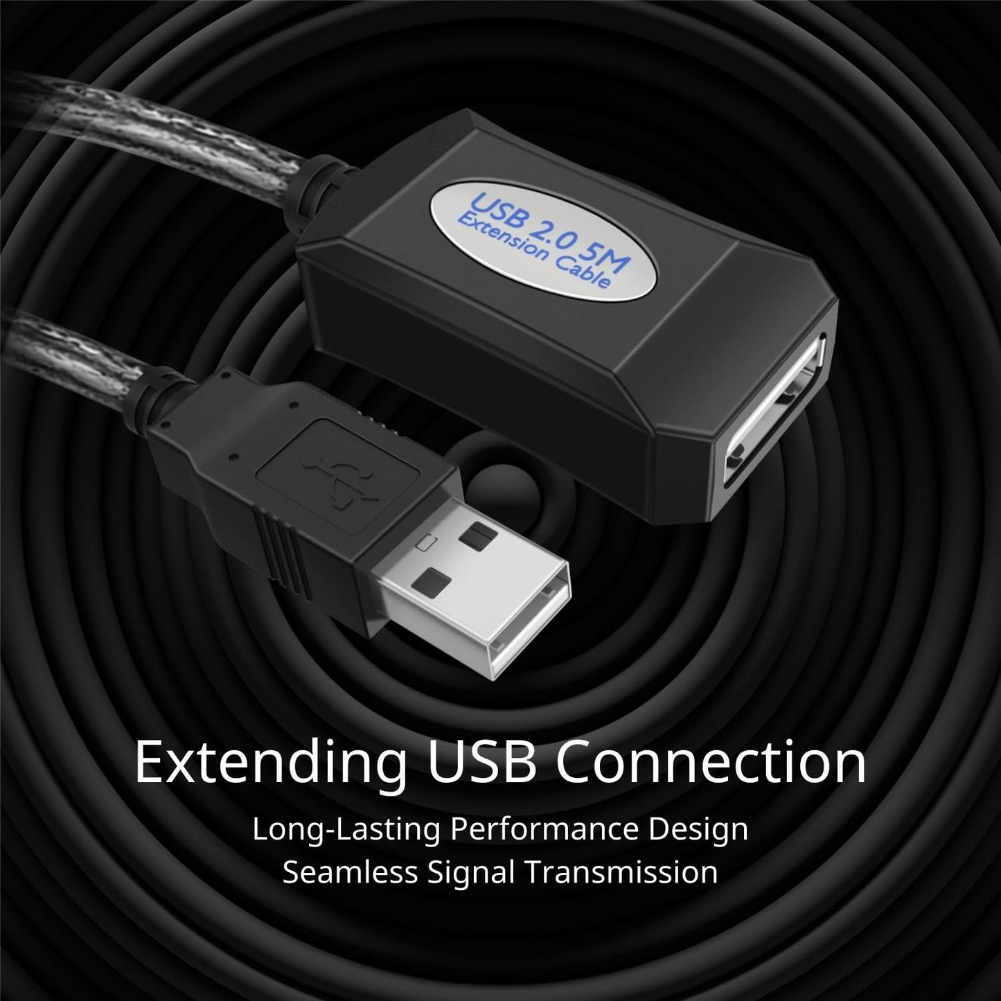 TNP Active USB Extension Extender Cable 15 ft - High Speed USB 2.0 Male to Female Extension Cable - USB A Extender Cord for Hard Drive, Printer