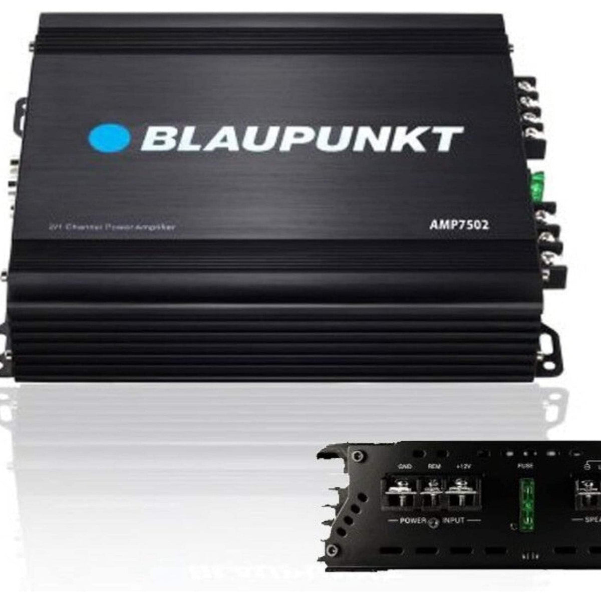 Blaupunkt AMP-7502PRO 750W 2-Channel Amplifier Class AB - Compact Slim Design, Full Range, Crossover, Gain Adjustable