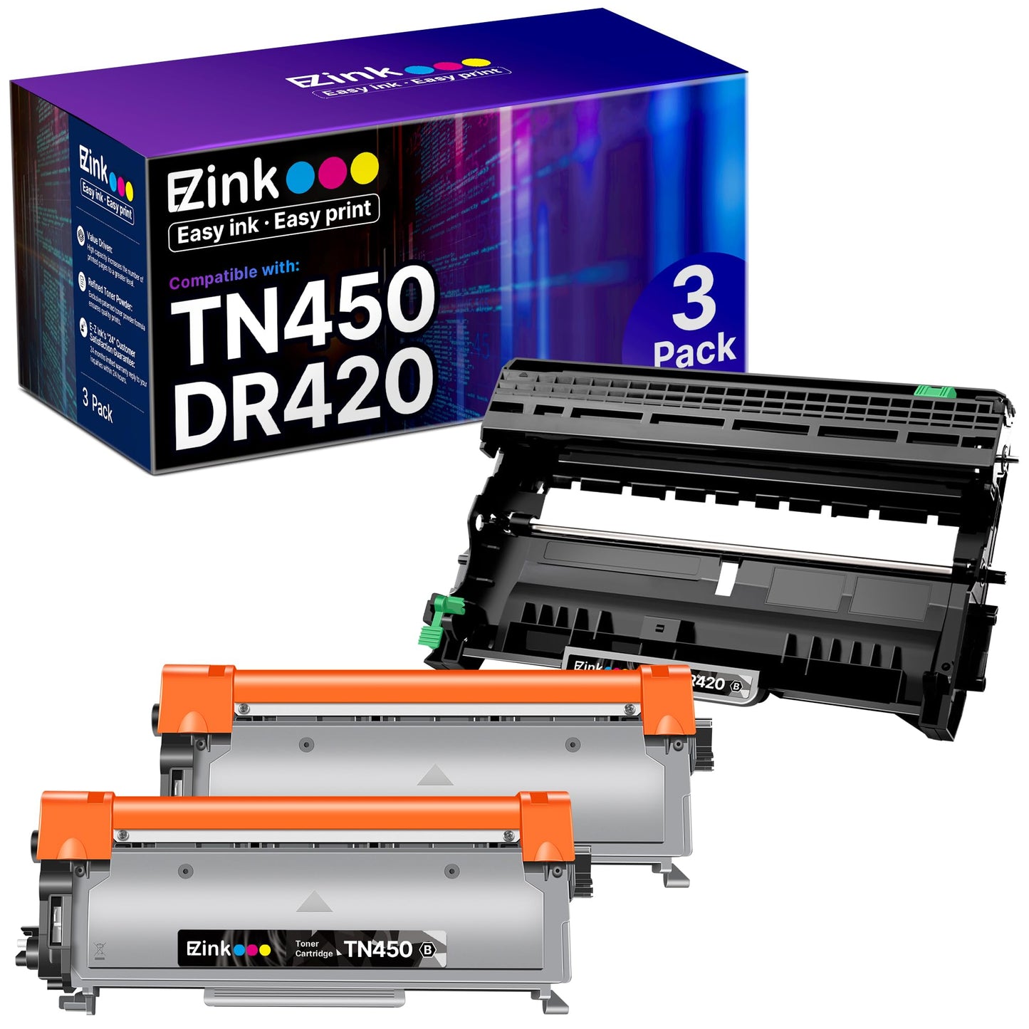 E-Z Ink Compatible Toner Cartridge and Drum Unit Replacement for Brother TN450 TN420 DR420 to use with HL-2270DW HL-2280DW HL-2230 HL-2240 MFC-7360N