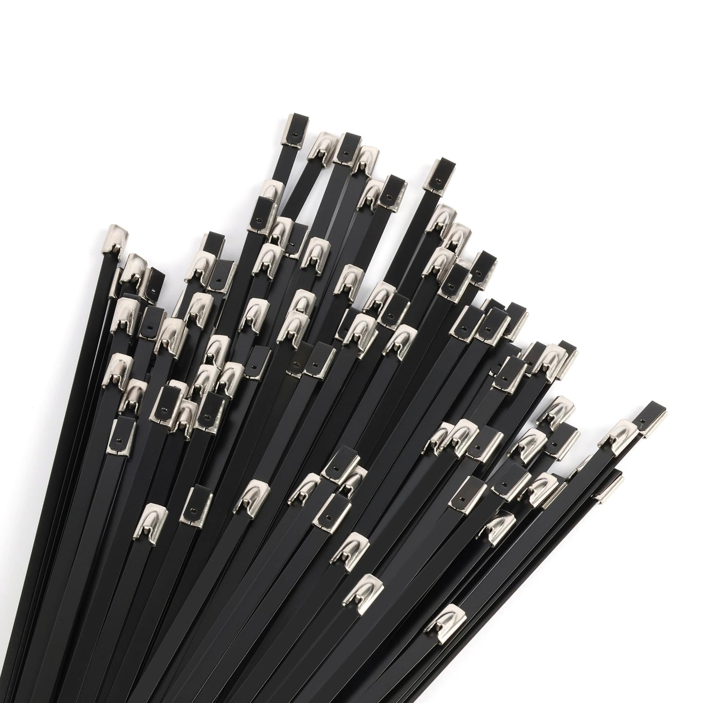 U.S. Solid Metal Zip Ties 11.81 inch Long 100pcs 304 Stainless Steel Heavy Duty Self-locking Cable Ties Suitable for Machinery Vehicles Farms Pipes