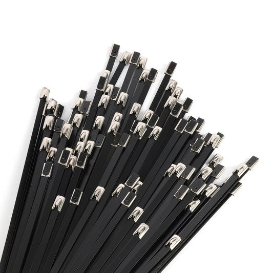 U.S. Solid Metal Zip Ties 11.81 inch Long 100pcs 304 Stainless Steel Heavy Duty Self-locking Cable Ties Suitable for Machinery Vehicles Farms Pipes
