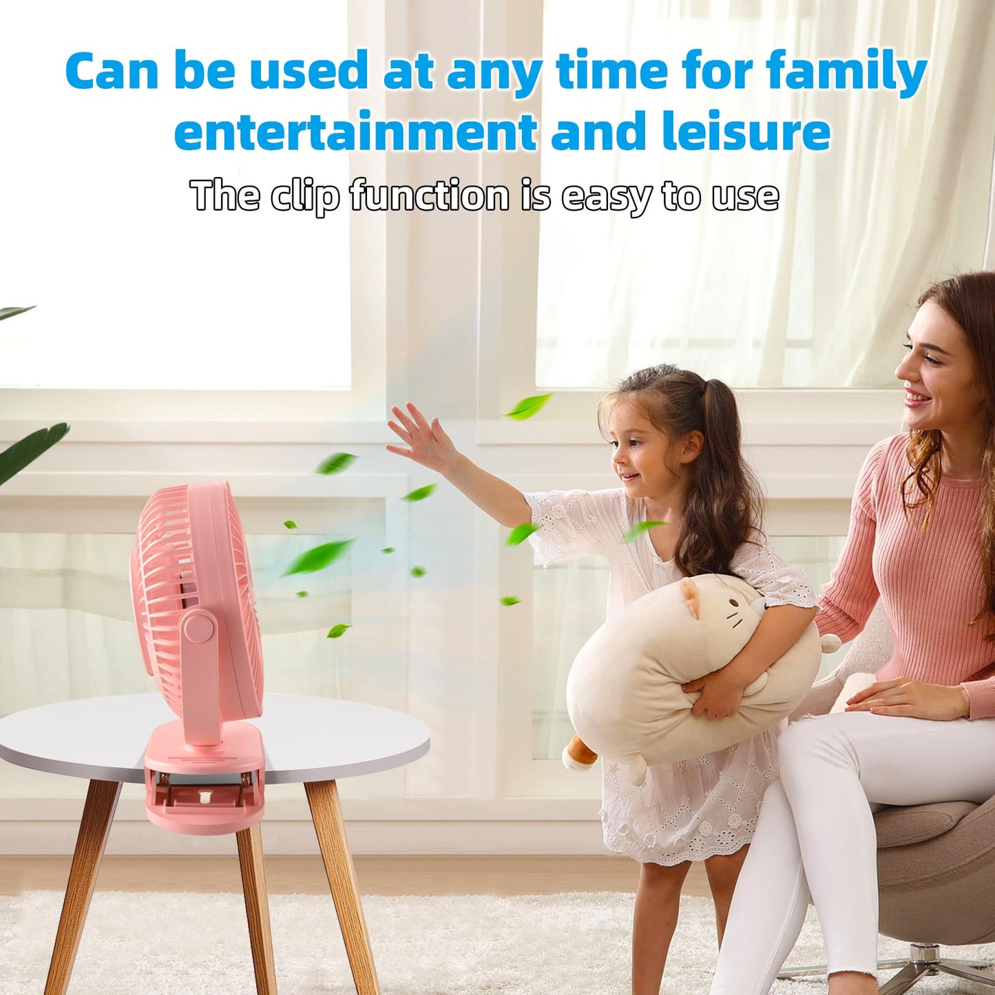 PORFRITOR Clip on Fan Rechargeable, 8-Inch Battery Operated Desk Fan, USB Fan, 5Speeds, Strong Airflow, Sturdy Clamp for Golf Cart Office Desk Outdoor