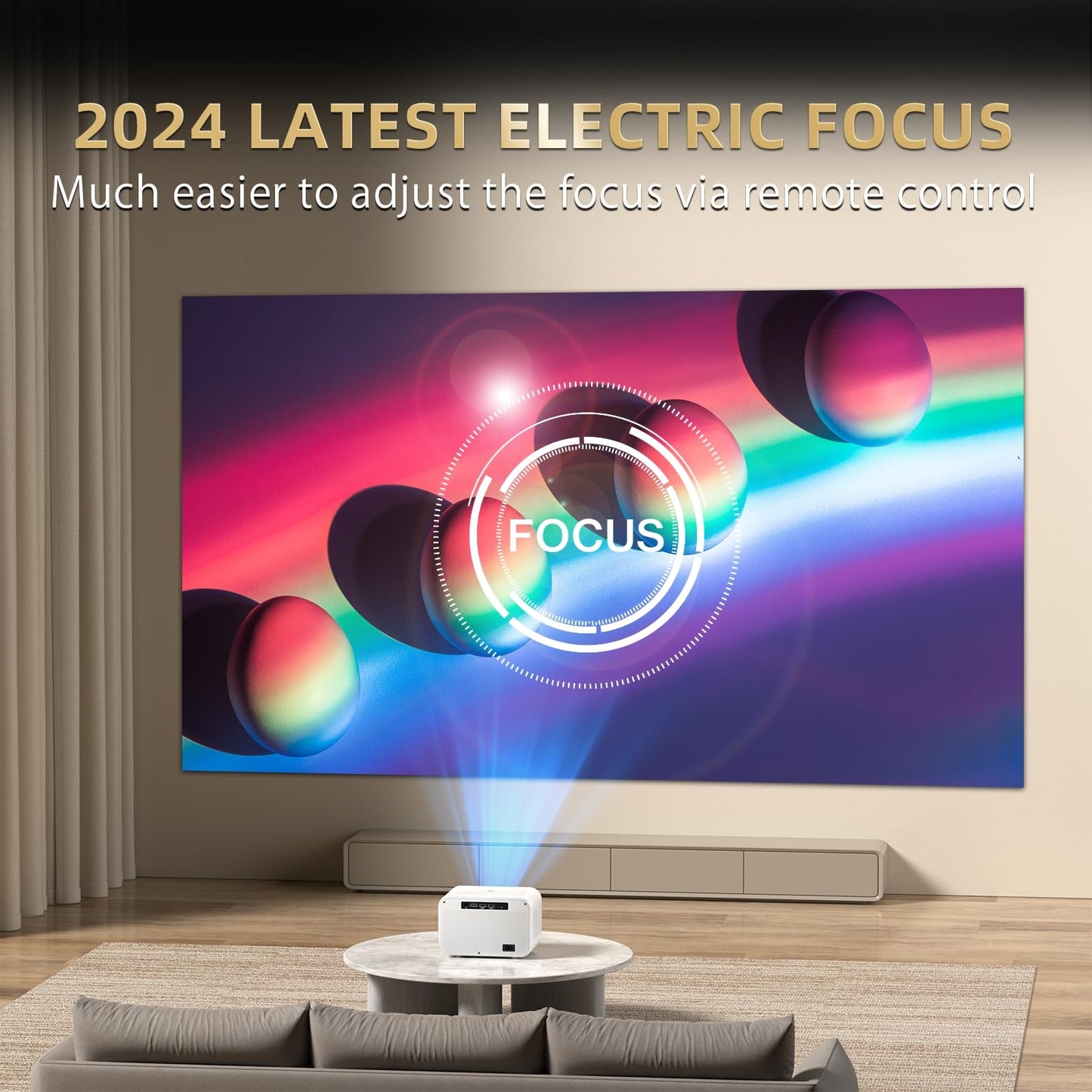 Mini Projector, 20000lm 4K Projector with WiFi Bluetooth Native 1080P, FHD 1080P HiFi Portable Outdoor Movie Projector Max 300”|ZOOM 50%|, TV