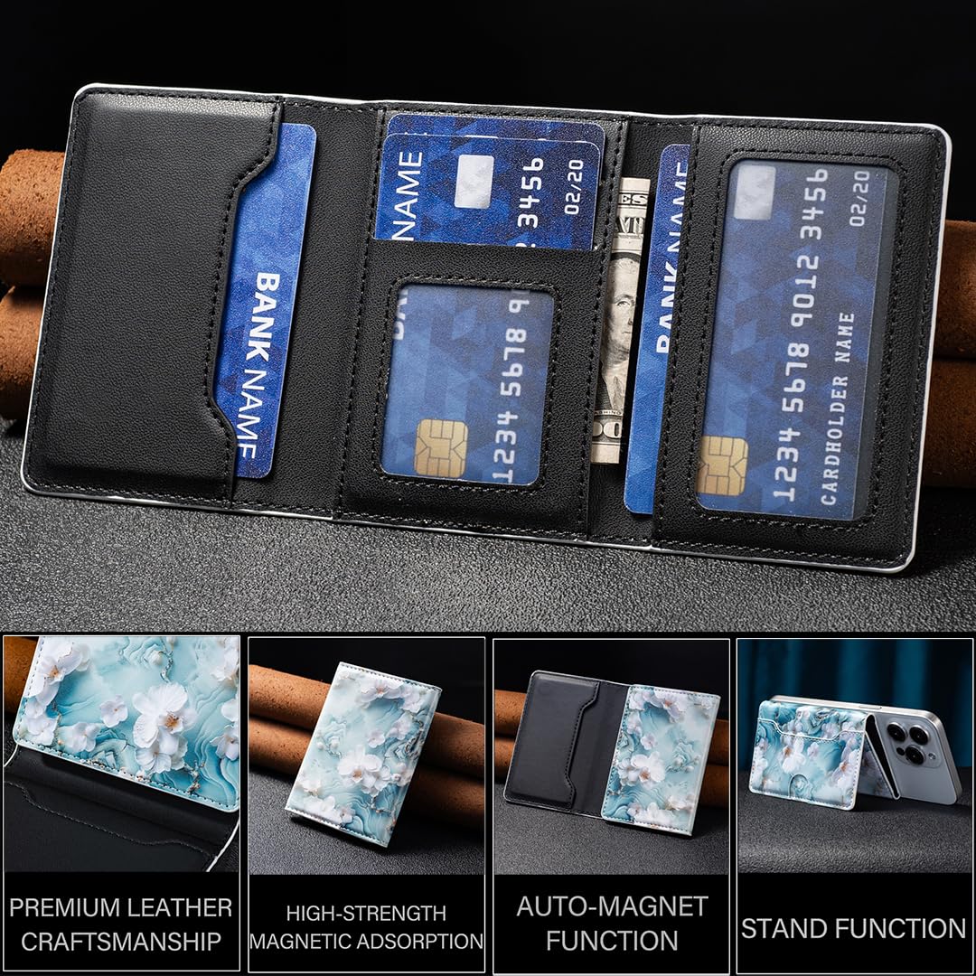 LaiYHe Magnetic Wallet, 6 Card Slots Holder, Flip PU Leather, Slim Minimalist Phone, Compatible with MagSafe Phones and Cases, for iPhone