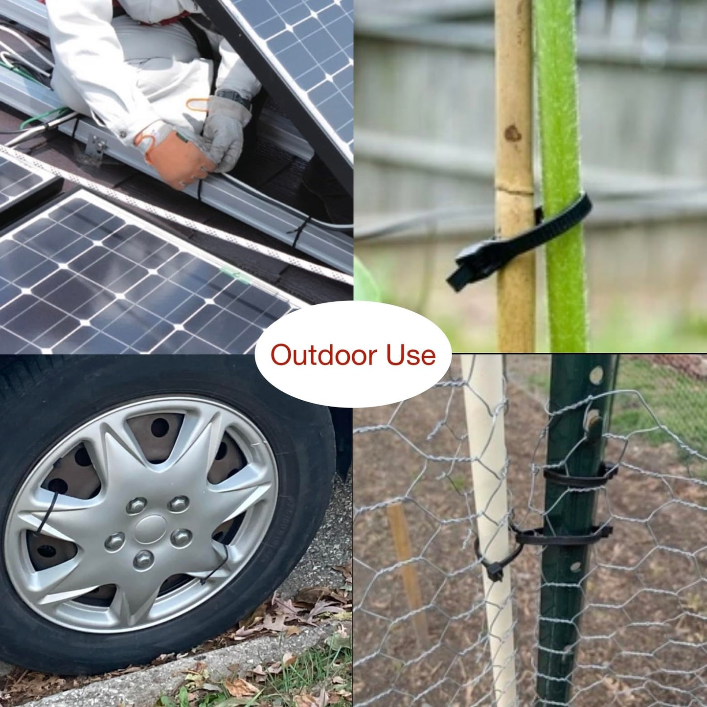 Cable Zip Ties 8 Inch Black, 1000 Pcs, 50 Lbs Tensile Strength, Self-locking UV Resistant Plastic Nylon Wire Ties, for Indoor and Outdoor Use,