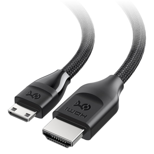Cable Matters 48Gbps 8K Mini HDMI to HDMI 2.1 Cable - 6.6ft, Supports 8K@60Hz / 4K@240Hz with HDR, MiniHDMI Cable Works with DSLR Camera, Camcorder