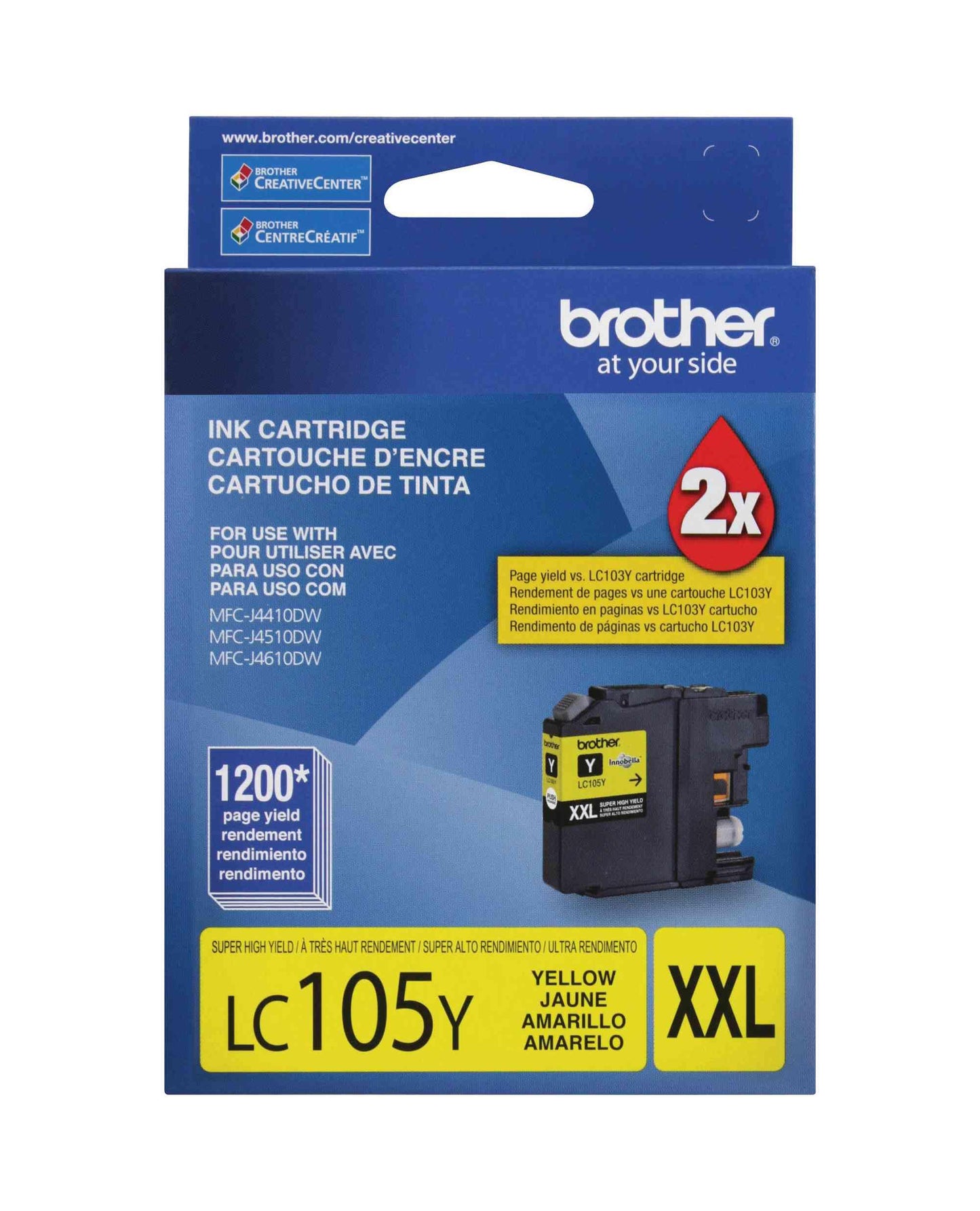 Brother LC105Y OEM Ink - MFC-J4310DW 4410DW 4510DW 4610DW 4710DW 6520DW 6720DW 6920DW Super High Yield Yellow Ink (1200 Yield)