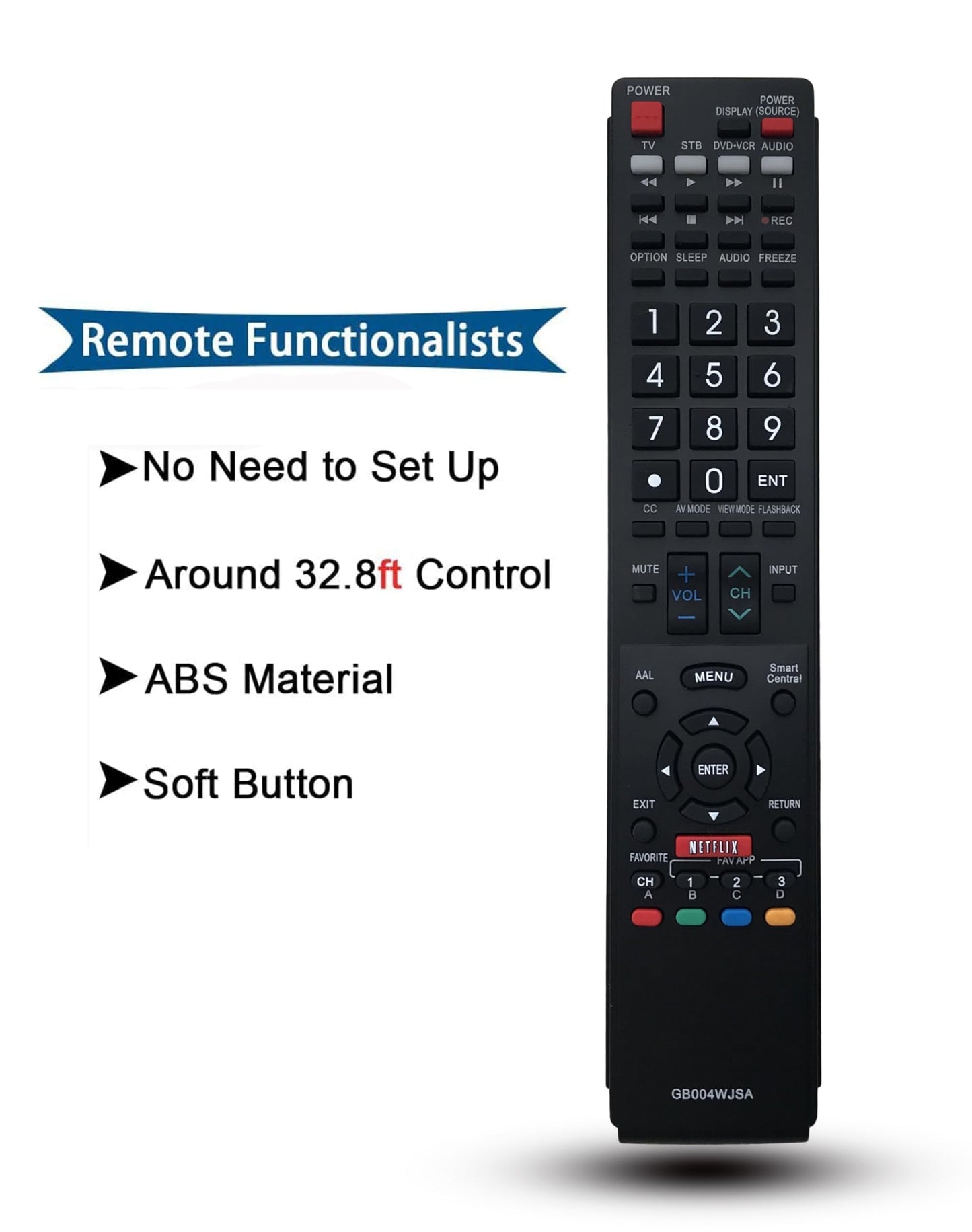 GB004WJSA Universal Replacement Remote Control for All Sharp Aquos Smart TV GB005WJSA LC-70LE640U LC-70LE650U LC-80LE650U LC-90LE657U LC-60LE755U