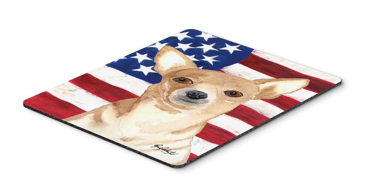Caroline's Treasures RDR3009MP USA American Flag with Chihuahua Mouse Pad, Hot Pad or Trivet for Home Office Gaming Working Computers Laptop Mouse