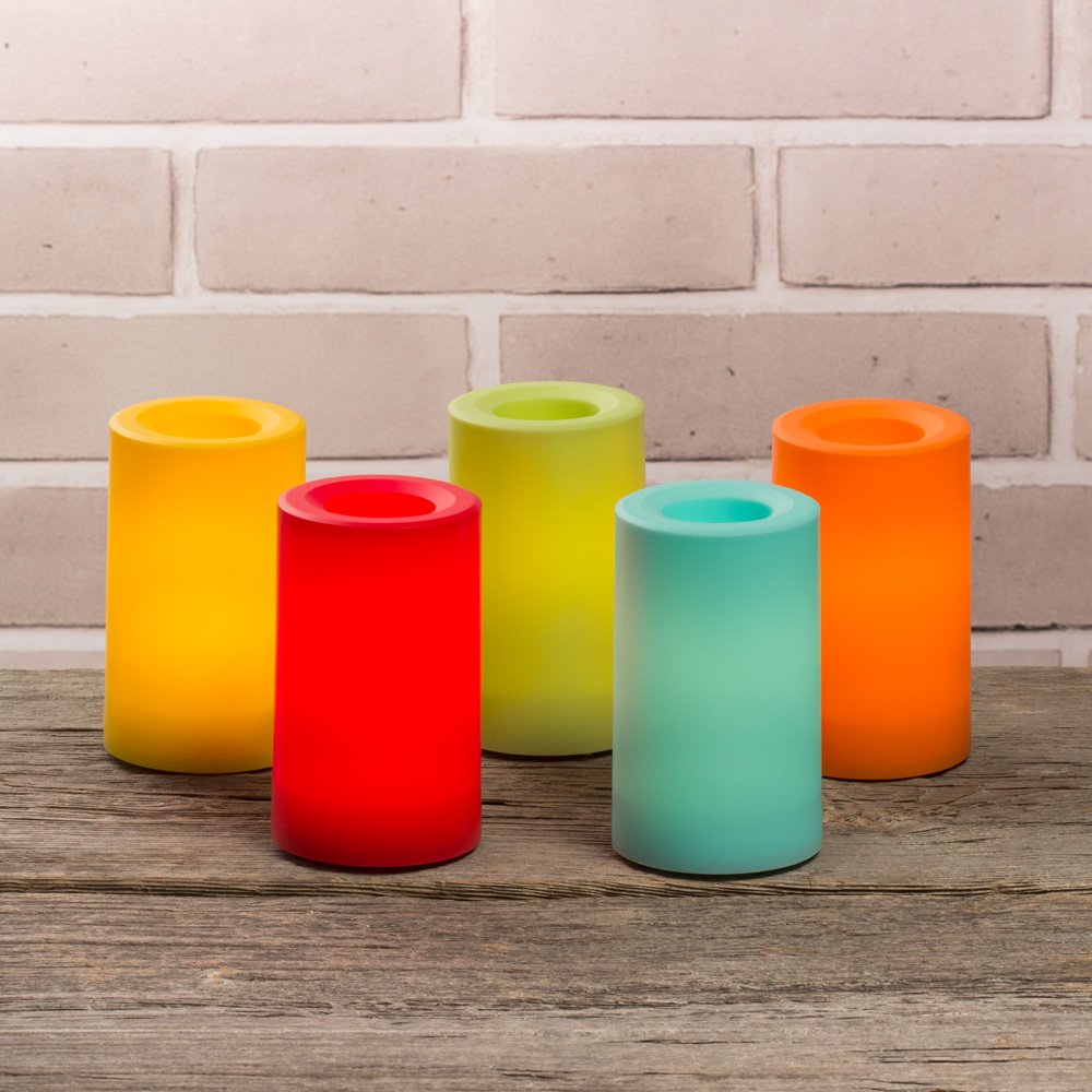 Sterno Home CGT20305SC Indoor/Outdoor Plastic Pillar Candle with 5-Hour Timer, 3 5-Inch, Sunrise
