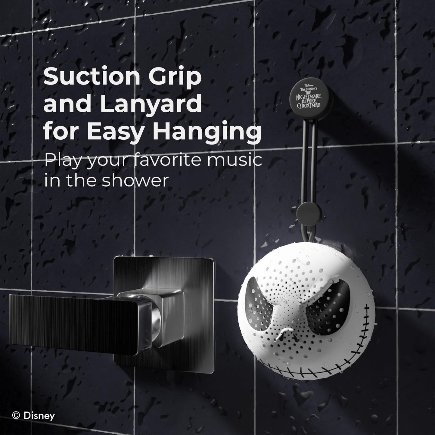 Disney Jack Skellington Bluetooth Shower Speaker with Suction Cup IPX4 Water Resistant Jack Nightmare Before Christmas Speaker for Shower, Built
