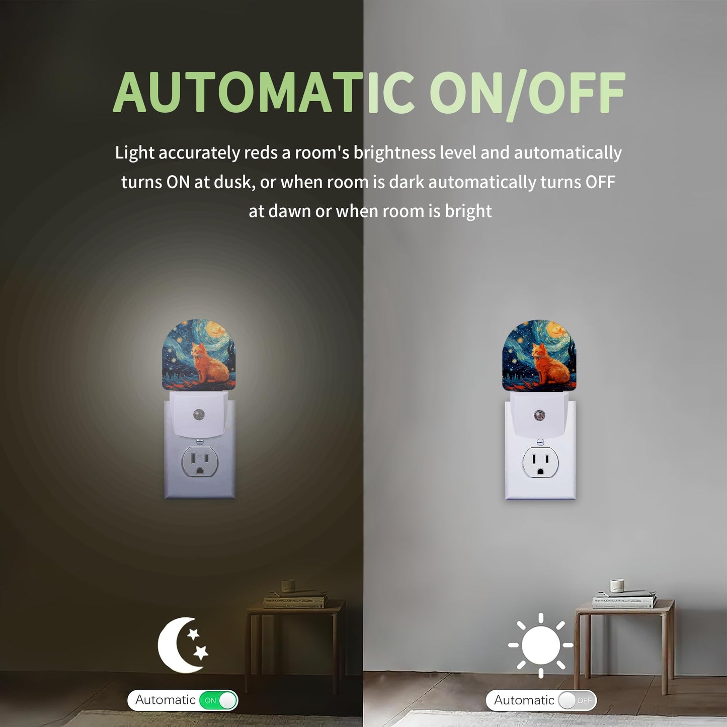 ZTHLL Starry Night Cat Night Light, Night Light Plug into Wall with Dusk to Dawn Sensor, LED Lamp Energy Saving Lights for Men Women Boys Girls,Lamp