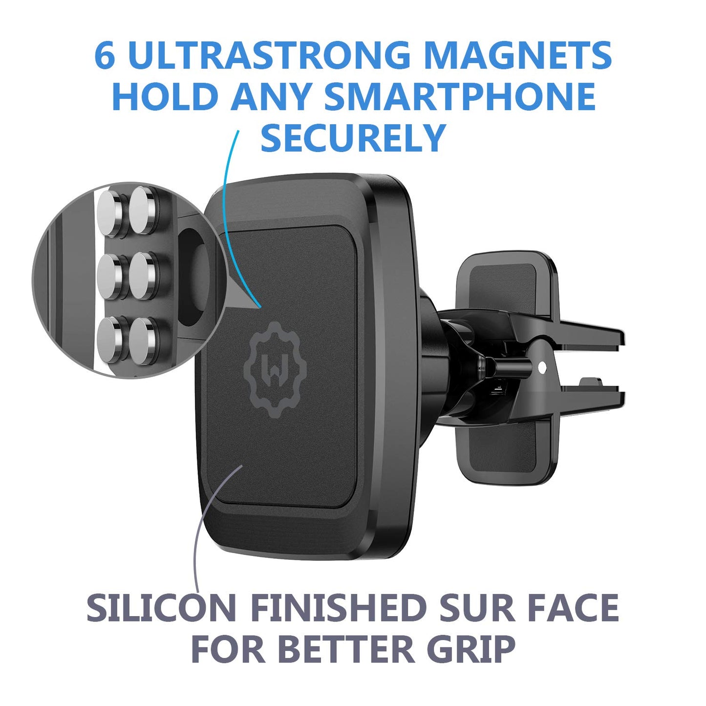 WixGear Magnetic Phone Car Mount, [2 Pack] Air Vent Car Phone Mount Holder, Phone Holder for Car with Twist-Lock Base, Compatible with All Smartphones