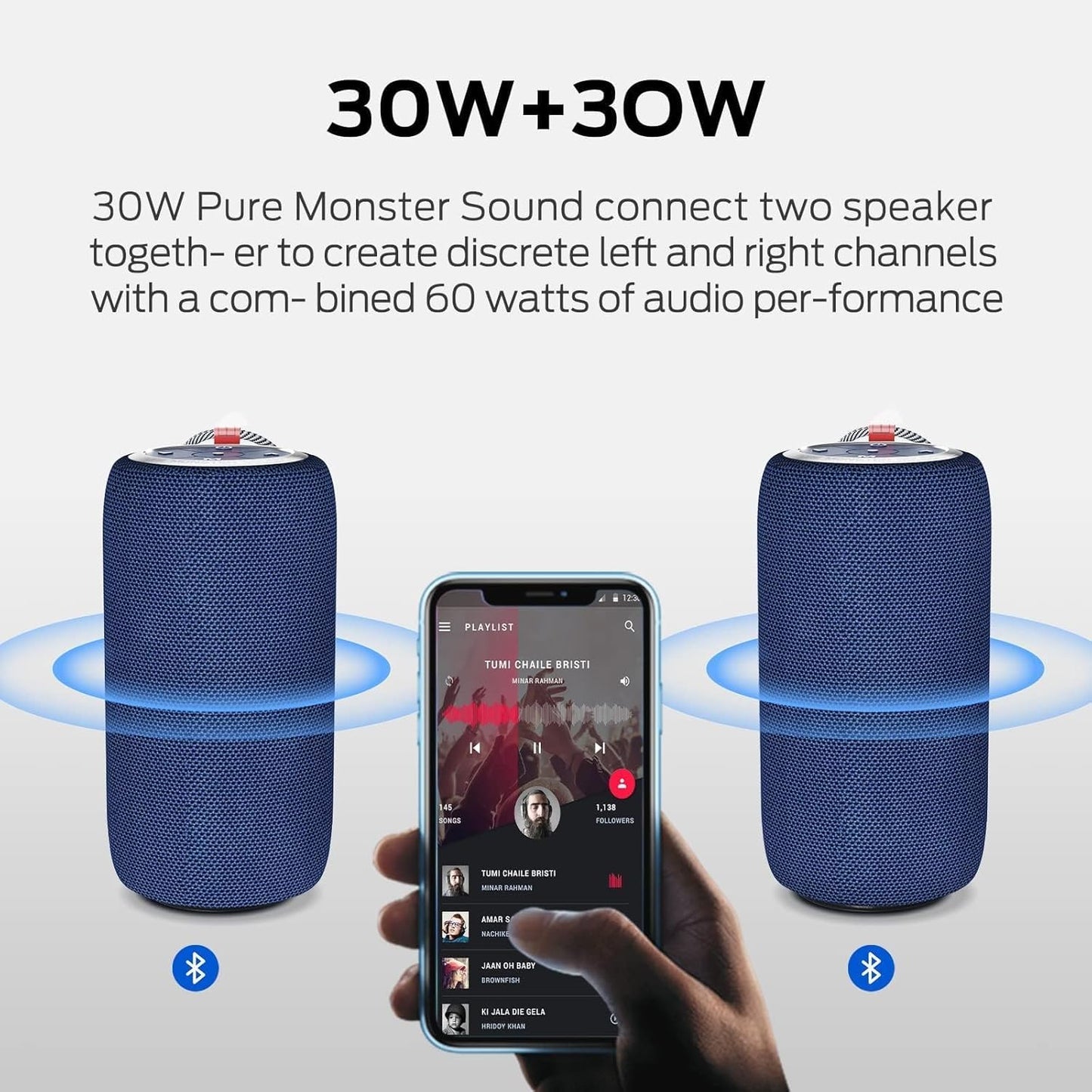 Monster S310 Upgraded Bluetooth Speaker, 30W Portable Speaker True Wireless Stereo Pairing Deliver Dynamic Sound, IPX6 Waterproof, Bluetooth 5.2