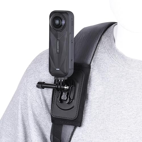 BRDRC Backpack Mount for Insta360 X5 X4 Air, Bag Strap Anti-Slip Shoulder Clip Belt for Insta 360 X5 X4 Air X3 X2 GO 3S Ace Pro, for DJI OSMO 360,