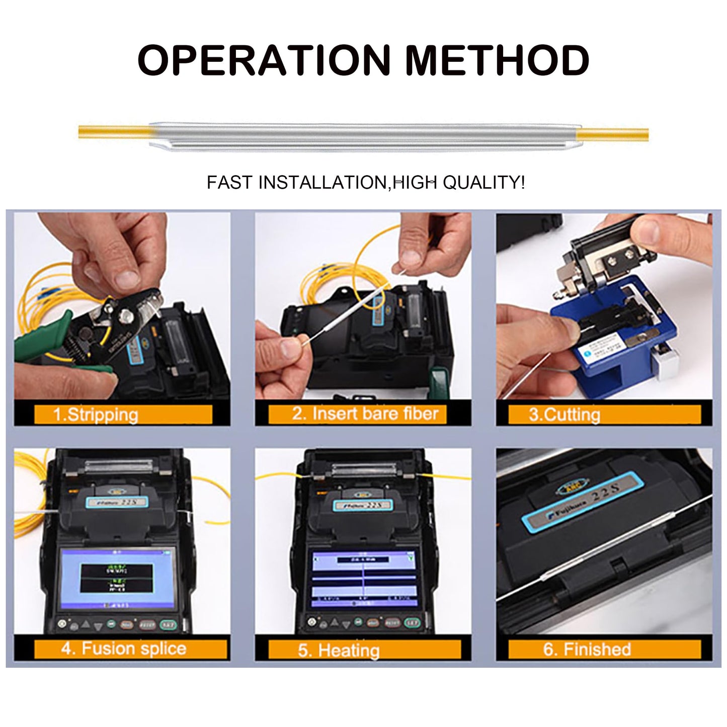 Hagietek Fiber Optic Fusion Splice Protection Sleeve Clear for Single Fiber OD2.4mm 60mm After Shrinking- 100PCS