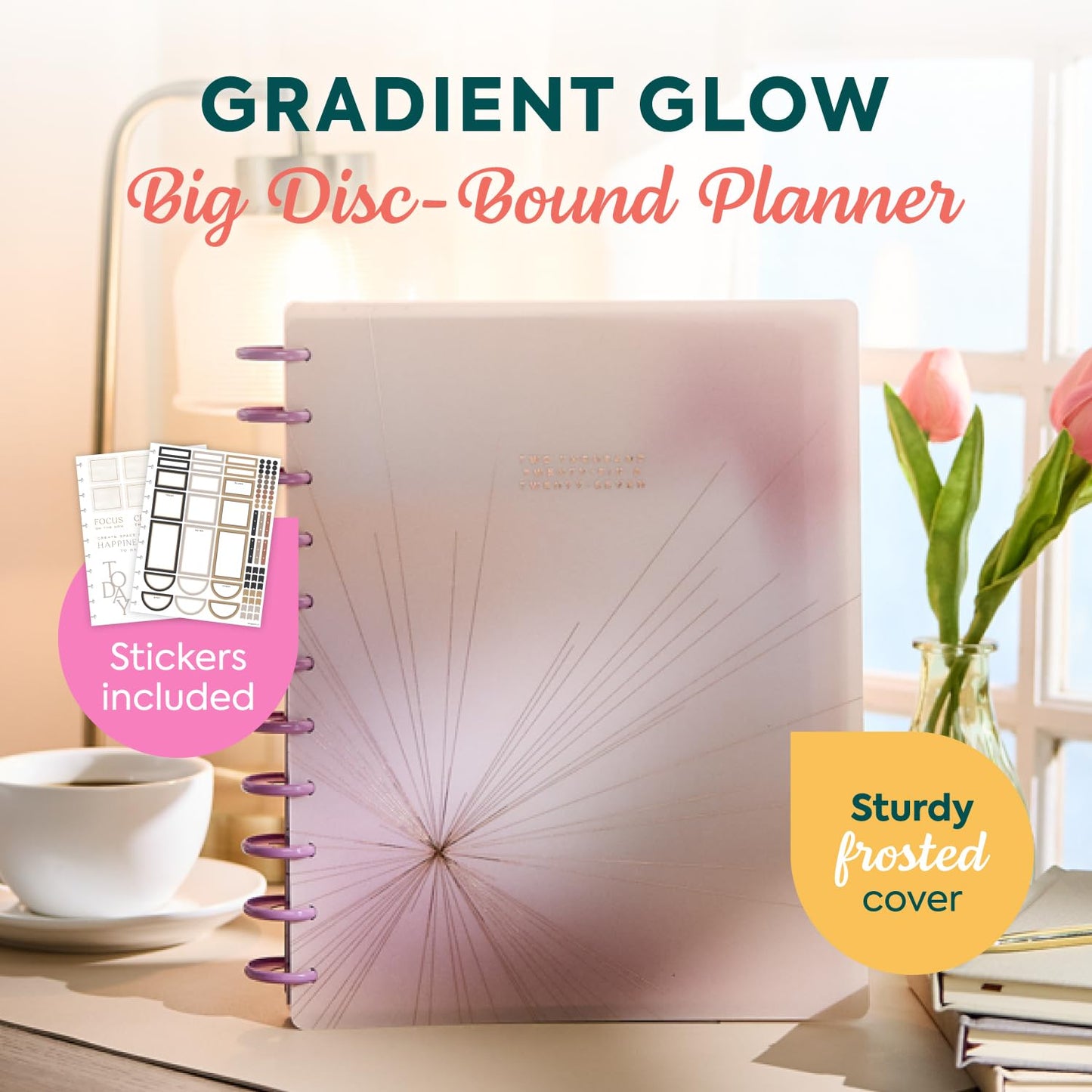 Happy Planner Disc-Bound Academic Planner July 2025 - June 2026 Daily, Weekly and Monthly - 3 Bonus Months, 9.25" x 7", Dashboard Layout, Pastel
