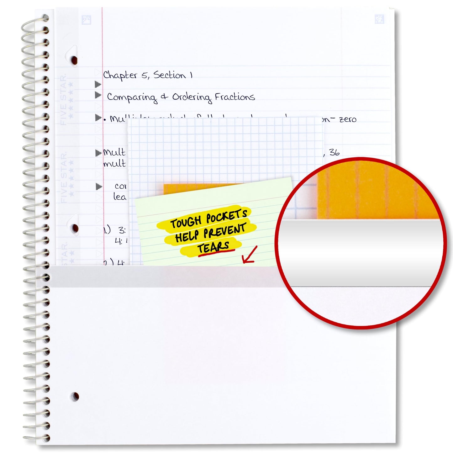 Five Star Spiral Notebook + Study App, 1 Subject, College Ruled, 8-1/2" x 11", 80 Sheets, Fights Ink Bleed, Water Resistant Covers, Organic Lines