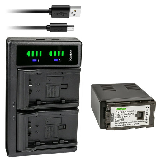 Kastar 1-Pack VW-VBG6 Battery and LTD2 USB Charger Replacement for Panasonic AG-AC130AEJ, AG-AC130AP, AG-AC160, AG-AC160A, AG-AC160AEJ, AG-AC160AP