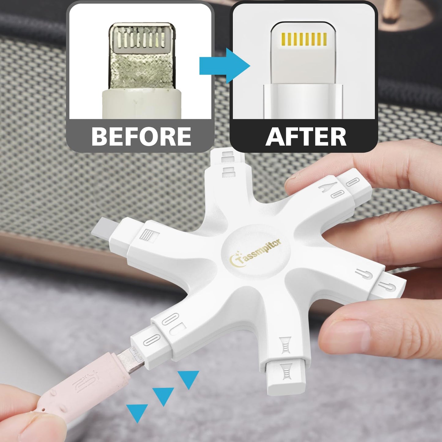 Tassmpitor for iPhone Cleaning Kit Port Cleaner, Repair and Restore Tool for iPad Pro Watch Cell Phone Charging Port, Lightning Charger Cables Speaker