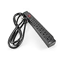 CablesOnline 6 Outlet Surge Strip, Horizontal, 250 Joules, (6 ft.) Cable, with Right Angle Plug