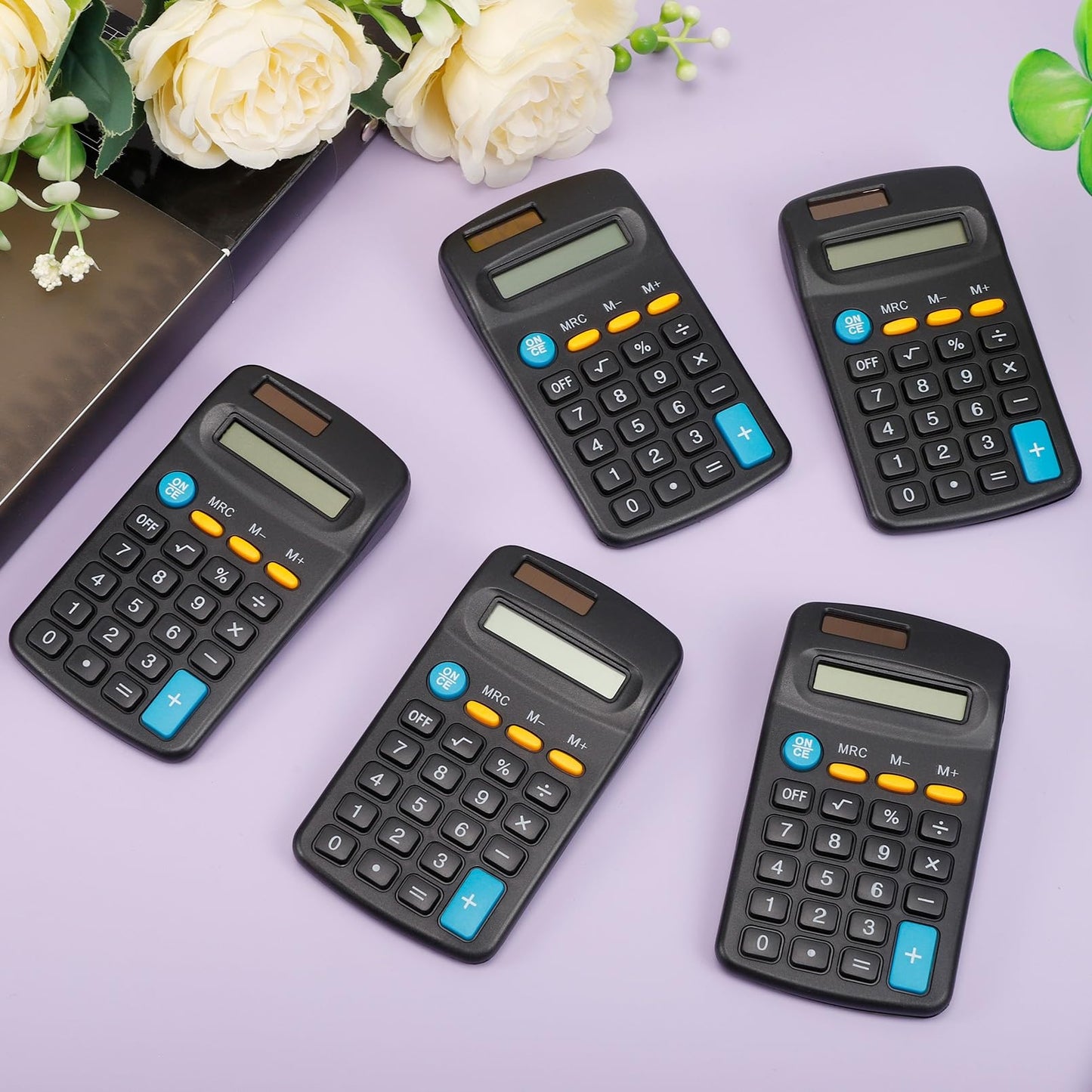 Dyrfolm 24 Pack Pocket Calculator - Mini, Solar Battery Dual Power Desktop Calculators, 8 Digit Display Basic Calculator for Students, Kids, Home