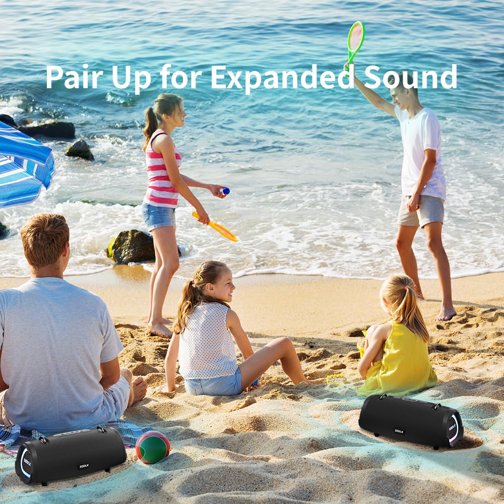 SODLK 100W Peak Portable Wireless Bluetooth Speakers with Built-in Subwoofer, Booming Bass, IPX6 Waterproof, TWS Pairing, AUX, TF Card and USB Input