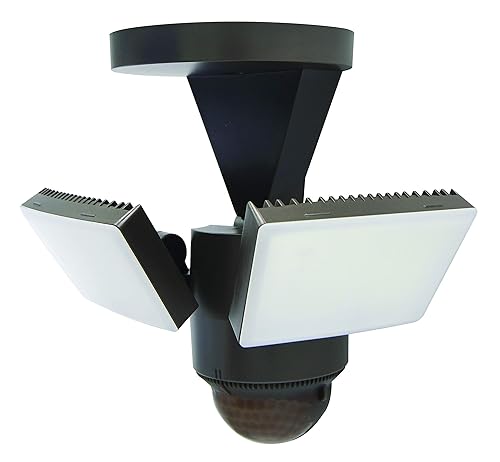 IQ America LED Outdoor Motion Sensor Security Floodlight - 1100 Lumens, 180° Detection, Weatherproof Design, Versatile Eave or Wall Mounting, Exit