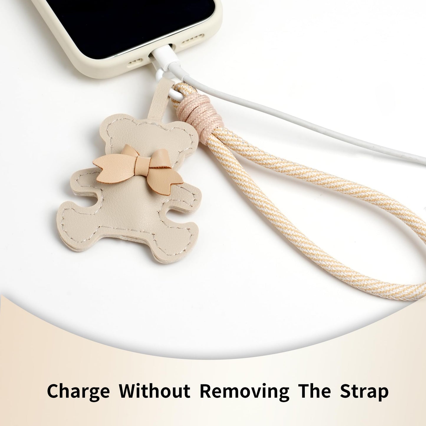 Spetase Phone Lanyard, Anti-Theft Phone Strap, Hands-Free & Detachable Cellphone Wrist Strap, Smartphone Charm & Bag Charm with Tether Tab (Creamy