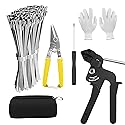 Metal Zip Ties 11.8 Inch 100 PCS | Self-Locking | 304 Epoxy-Coated Stainless Steel Zip Ties | Includes Gun, Scissor, Storage Bag, Tie Remover, Gloves