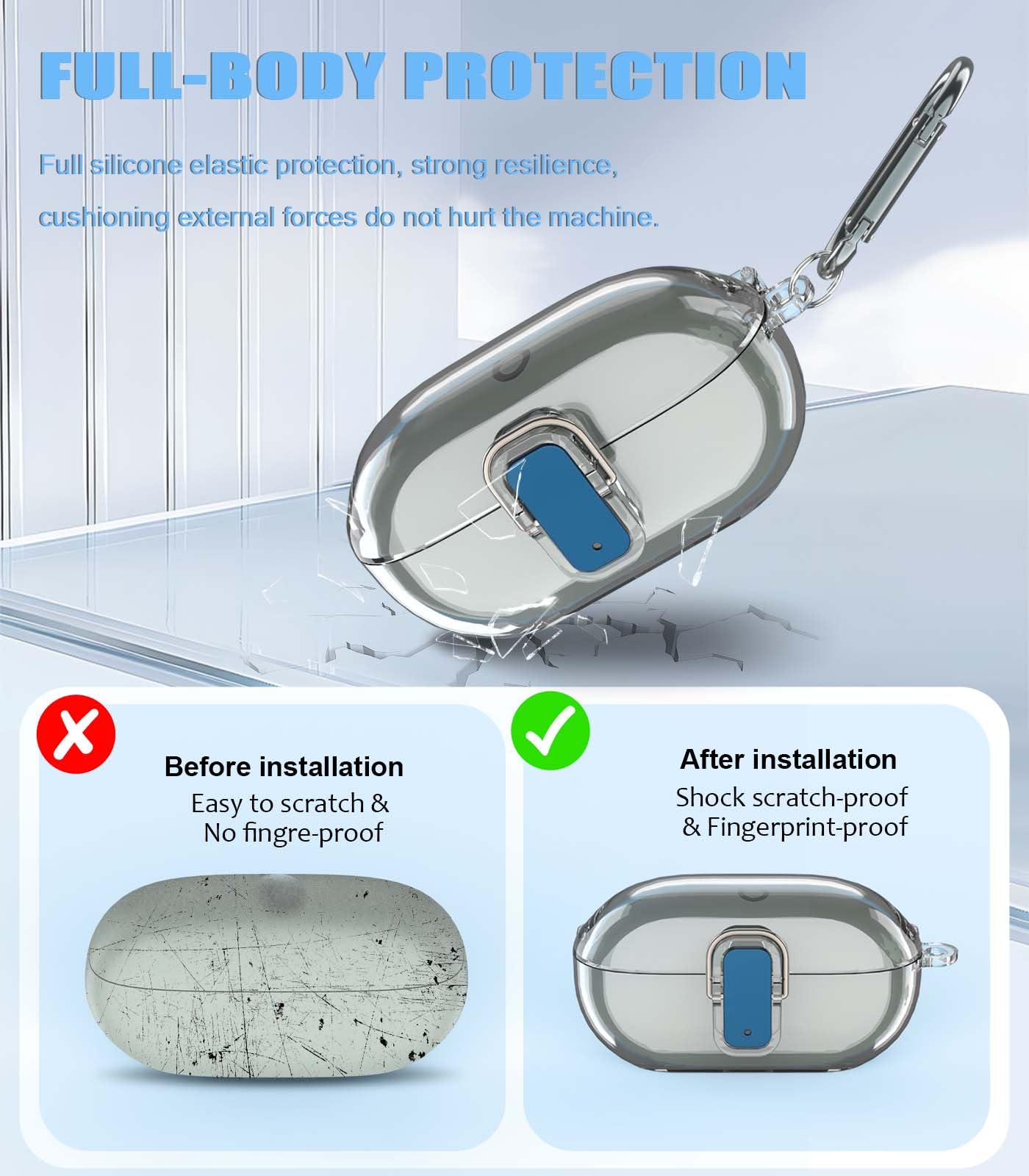 [Upgrade Secure Lock] for Beats Solo Buds 2024 Case Cover with Cleaner Kit, AGENTNANO Clear TPU Shockproof Protective Cover Compatible with Beats Solo