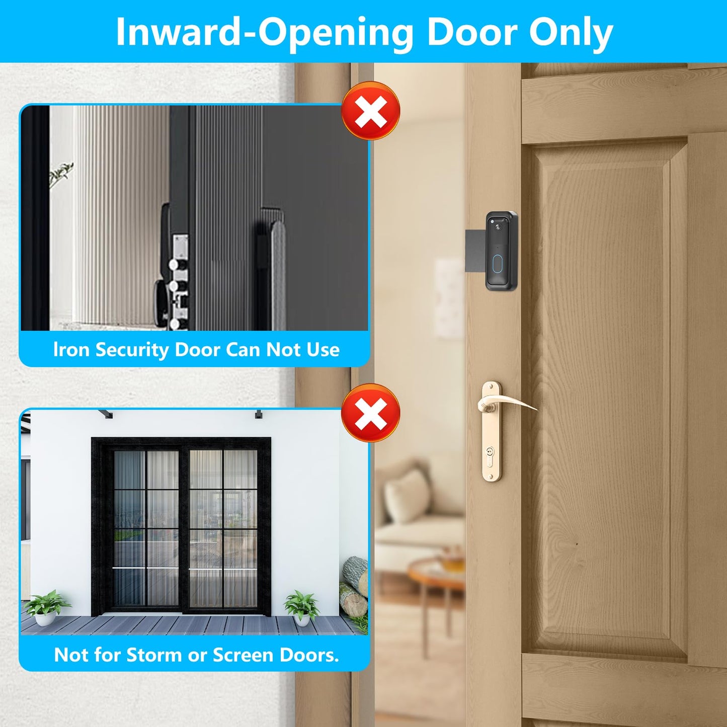 Blink Doorbell Mount, No-Drilling Anti-Theft Doorbell Mount Bracket for Blink Doorbell Camera(2nd Gen), Accessories for Apartments, Businesses, Not