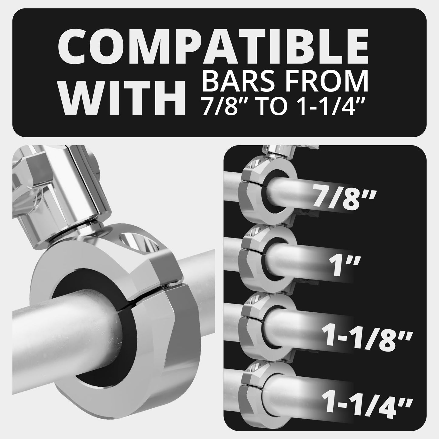 Tackform Chrome Motorcycle All Metal Phone Mount - 20MAXX Spring Cradle | Universal Clamp Fits 7/8" to 1-1/4" Handlebars | Aluminum | Compatible