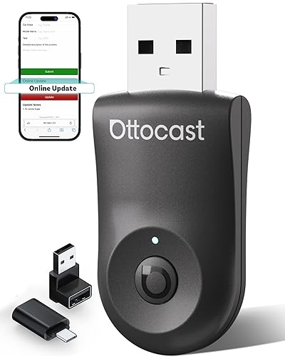 OTTOCAST Mini 2025 Wireless CarPlay & Android Auto 2-in-1 Adapter, Plug & Play, 5GHz WiFi, Auto Connect for iPhone & Android, Fits 98%+ OEM Wired