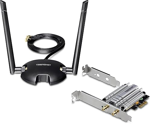 TRENDnet AC1200 High Power Long Range Wireless Dual Band PCIe Adapter, TEW-807ECH, 1M (3.3ft) Extension Cable, Magnetic Mounting Base, High Power