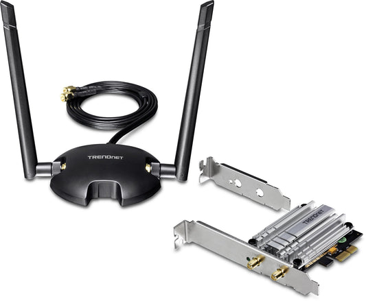 TRENDnet AC1200 High Power Long Range Wireless Dual Band PCIe Adapter, TEW-807ECH, 1M (3.3ft) Extension Cable, Magnetic Mounting Base, High Power