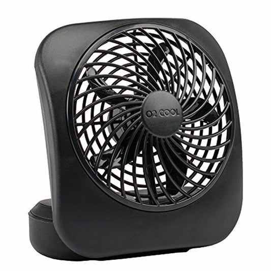 O2COOL Treva 5 in Portable Battery Powered Desk Fan 2-Speed Black