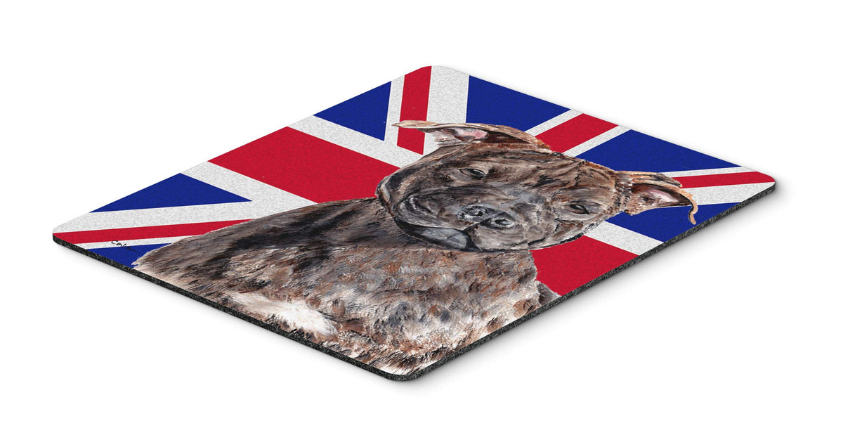 Caroline's Treasures SC9882MP Staffordshire Bull Terrier Staffie with English Union Jack British Flag Mouse Pad, Hot Pad or Trivet for Home Office