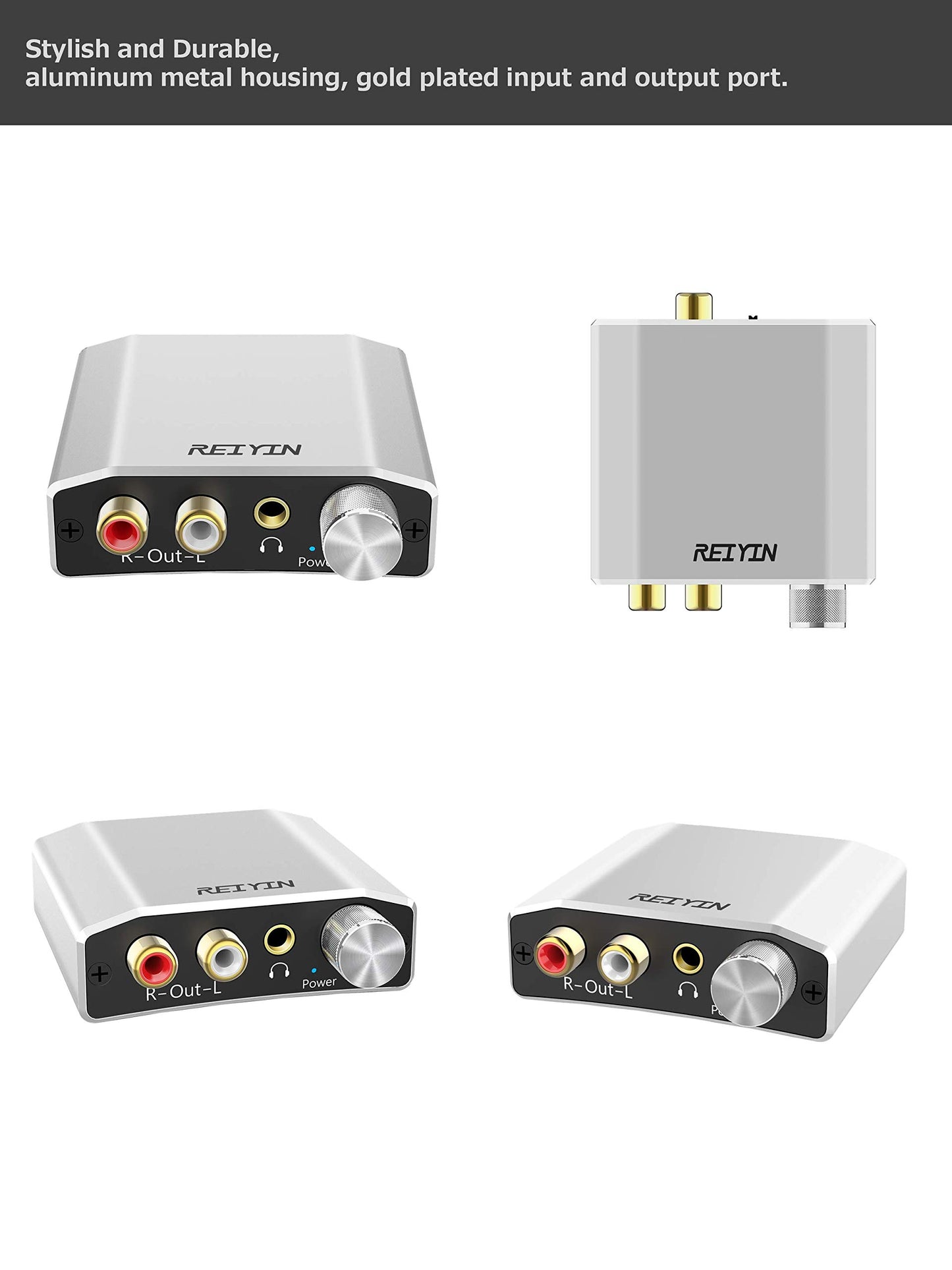 Reiyin DA-01 Digital to Analog Converter DAC Digital Optical Coaxial Toslink to Analog Stereo L/R RCA 3.5mm Audio Adapter with Volume Control for PS3