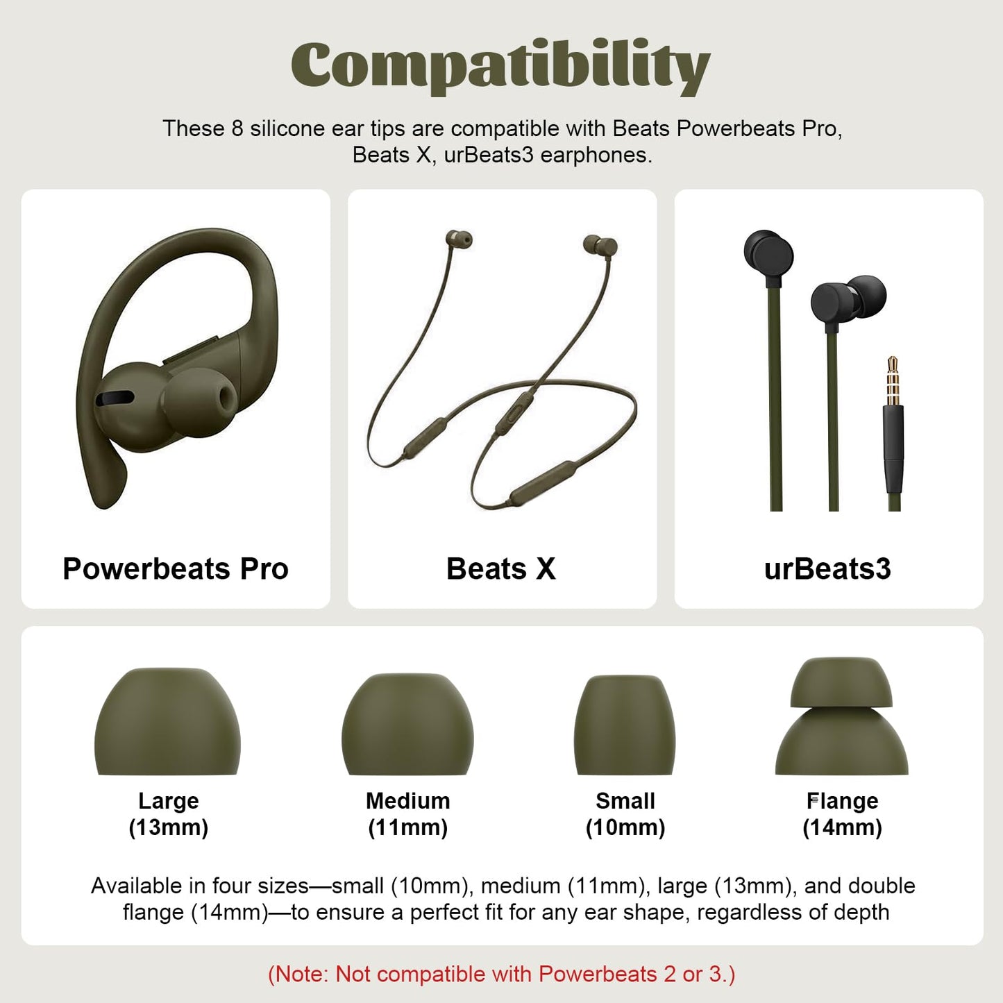 8pcs Powerbeats Pro Silicone Ear Tips Compatible with Beats Powerbeats Pro, Beats X, urBeats3 Earphones (Pro Eartips Green)