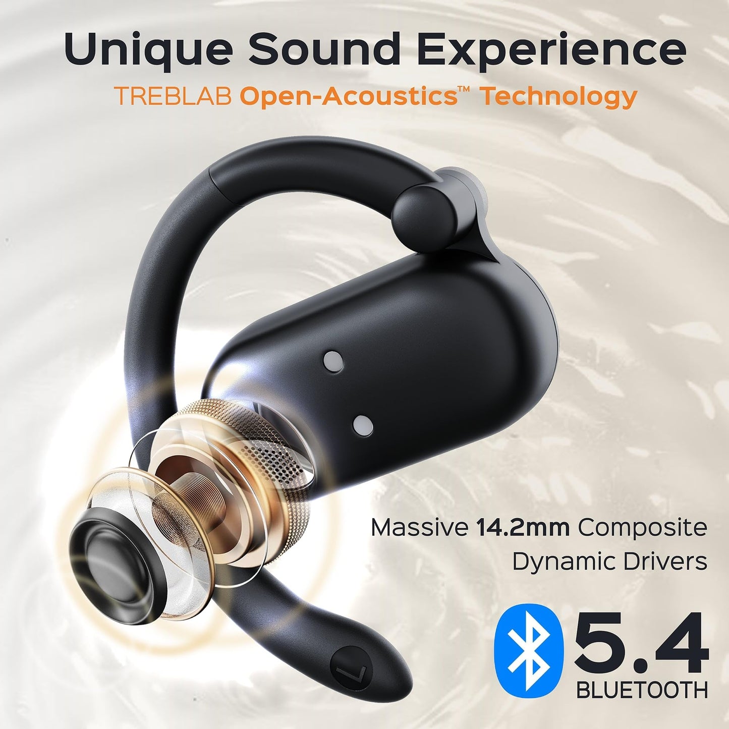 TREBLAB X-Open - True Open Ear Wireless Earbuds, Lightweight Comfort, Behind-Ear Fit, Immersive Sound, Dual Mic for Calls, 40H Playtime (Renewed)
