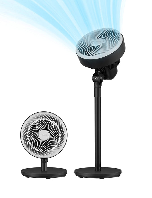 PELONIS Air Circulator Fan | 2 In 1 Table Pedestal Fan | Adjustable Height| 75-Degree Tilt |7-inch airfoil fan blades| 3 Speeds | Low Noise |Solid