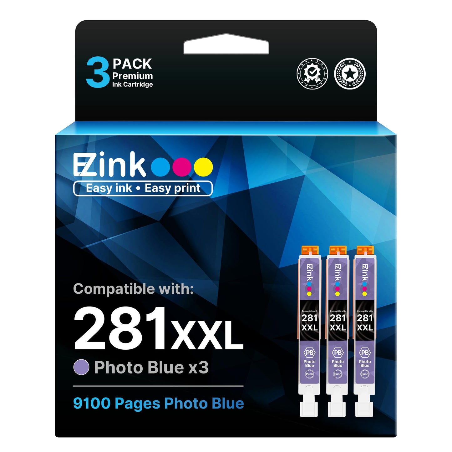 E-Z Ink Compatible for Canon CLI281XXL Ink Cartridge 3 Pack Photo Blue