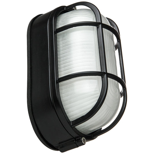 Sunlite 47020 Oval Wall Mount Outdoor Fixture, 60 Watts Max, 120 Volts, Outdoor, UL Listed, Black, for Carport, Commercial & Garage