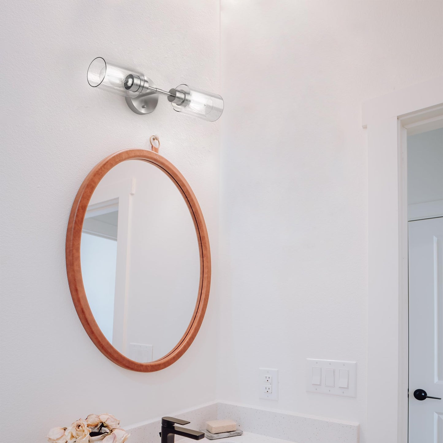 Espird Bathroom Light Fixtures 2 Light Brushed Nickle, Bathroom Vanity Lights Over Mirror, Bathroom Sconces Wall Lighting?Farmhouse Vanity Light