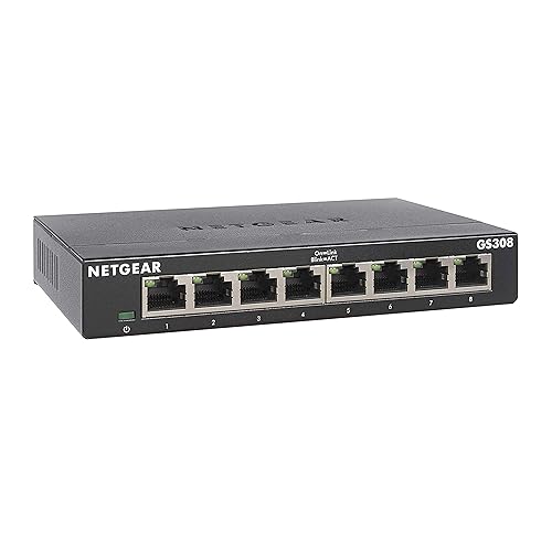 NETGEAR 8-Port Gigabit Ethernet Unmanaged Essentials Switch (GS308) - Home Network Hub, Office Ethernet Splitter, Plug-and-Play, Silent Operation