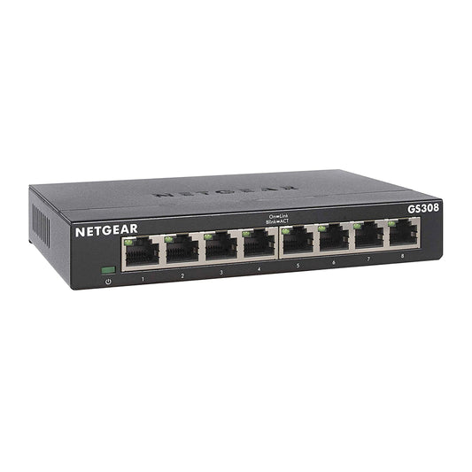 NETGEAR 8-Port Gigabit Ethernet Unmanaged Essentials Switch (GS308) - Home Network Hub, Office Ethernet Splitter, Plug-and-Play, Silent Operation